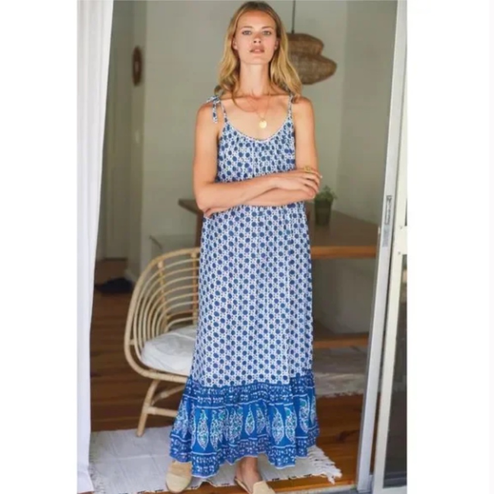 Emerson Fry India Collection Sundress Heritage Blue XS/S NWOT